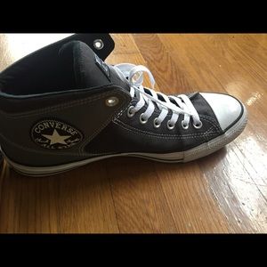 Men’s Gray Converse High Top Sneakers, Size 10